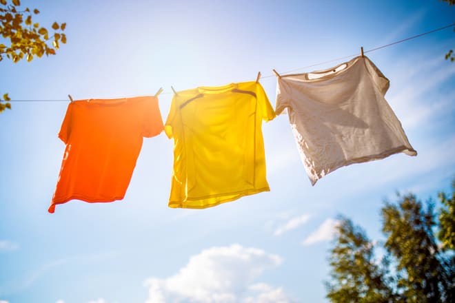 Khi áo có dấu hiệu bị mốc, hãy đem giặt và phơi nắng 
