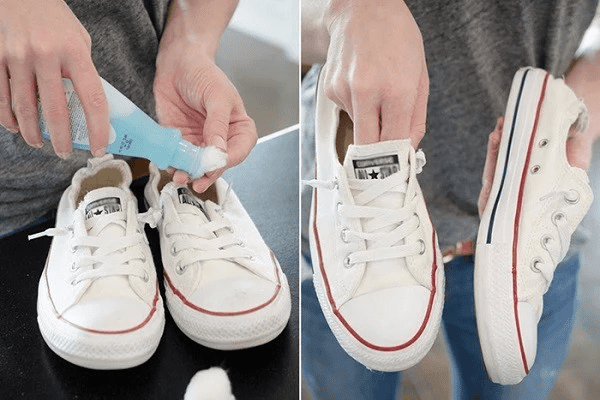 Sử dụng dung dịch vệ sinh giày để tẩy vết ố đế giày.
