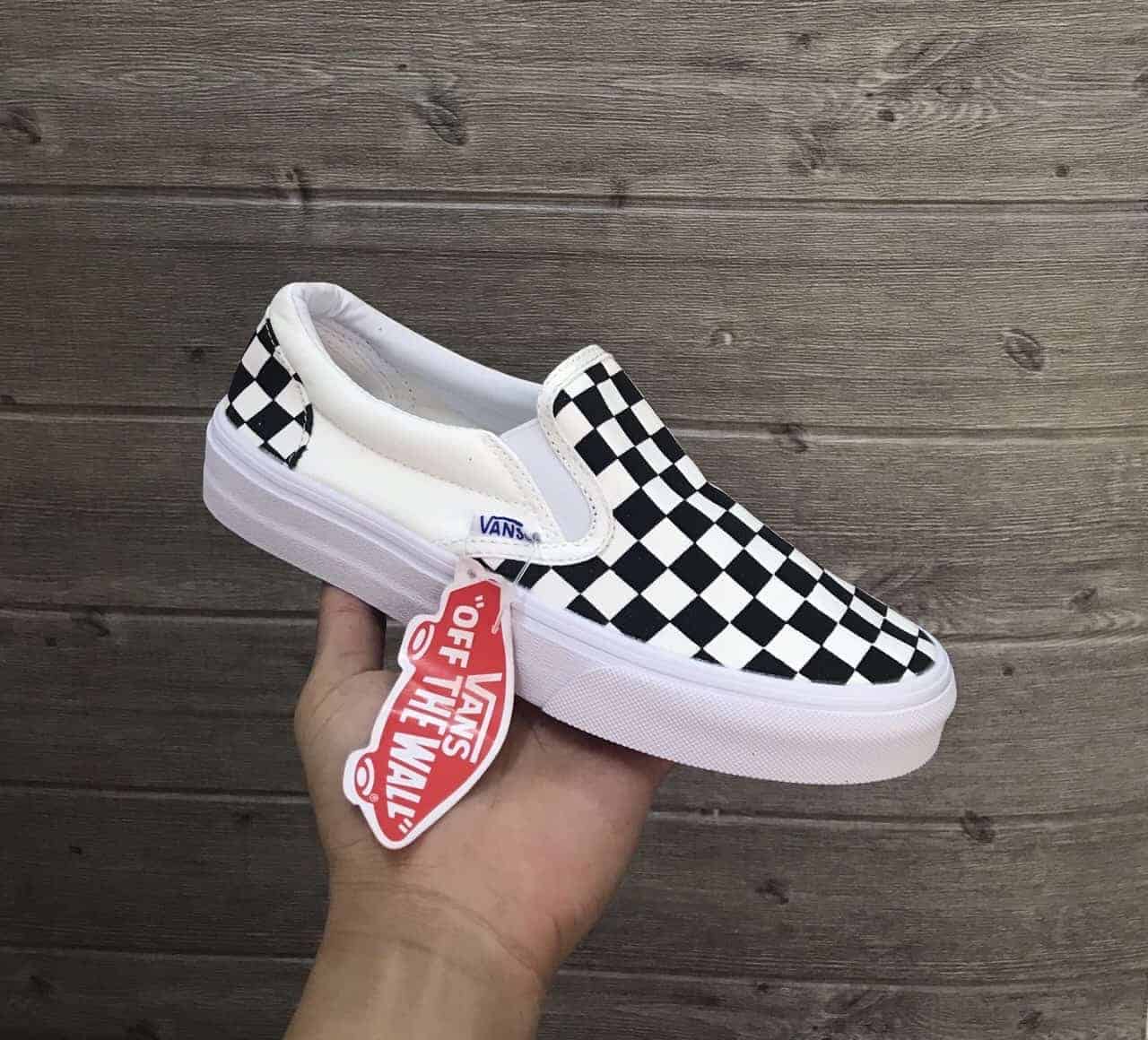 Mẫu giày Vans Vault OG Slip on LX Checkerboard Black White