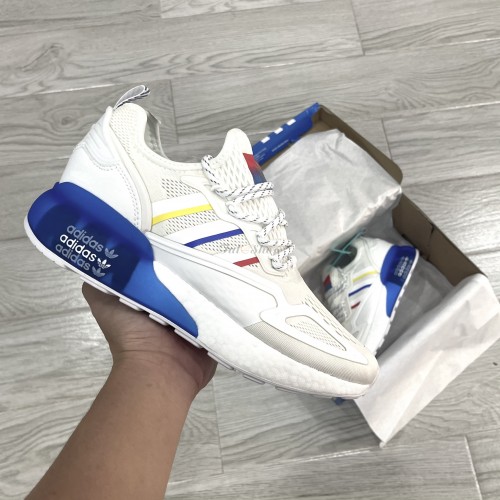 ADIDAS ZX 2K BOOST WHITE BLUE RED