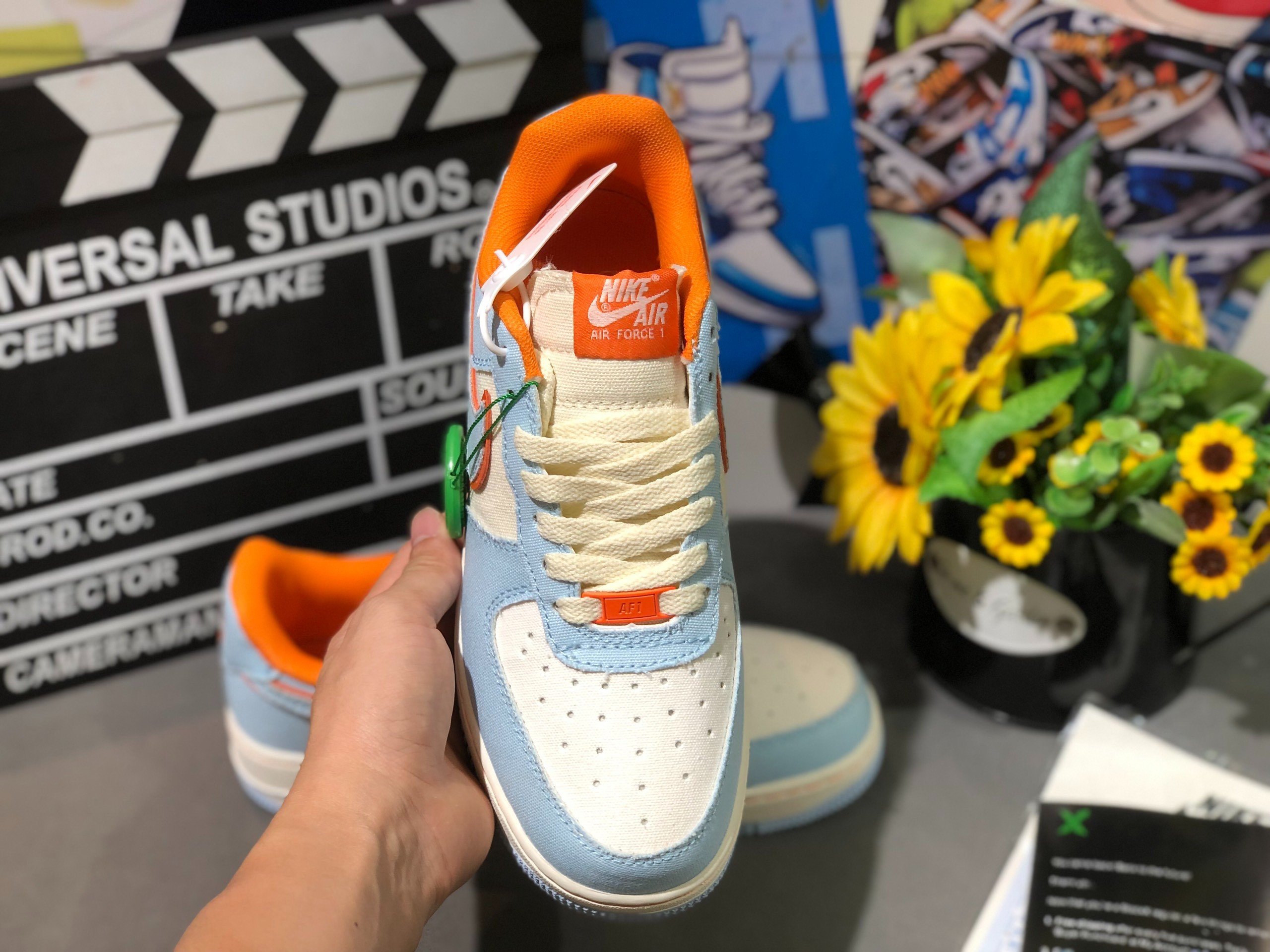Giày Nike Air Force 1 07 Low Orange Light Blue White Siêu Cấp