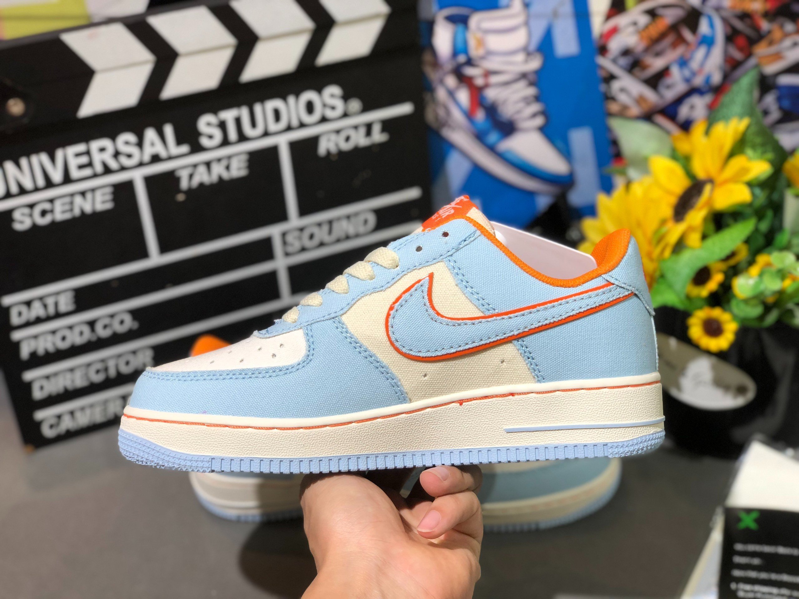 Giày Nike Air Force 1 07 Low Orange Light Blue White Siêu Cấp