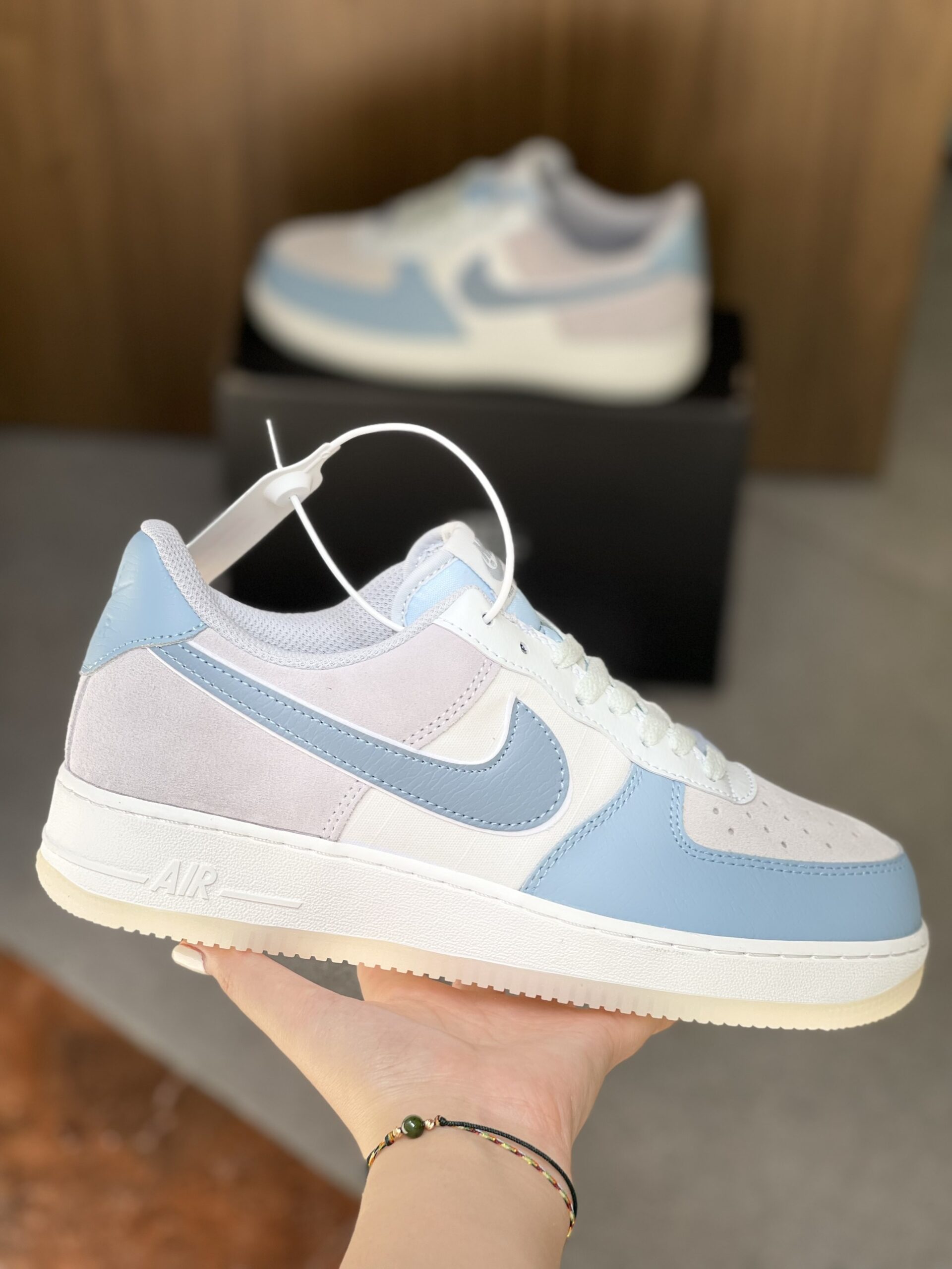 Giày Nike Air Force 1 Low 07 Light Armory Blue Off White Obsidian Mist Like Auth