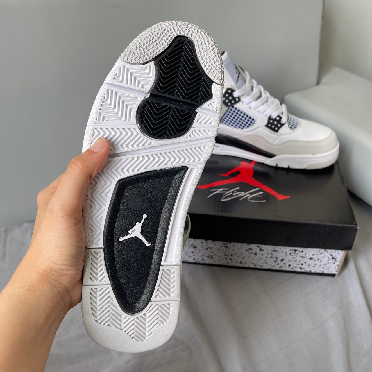 Giày Nike Air Jordan 4 Retro GS Military Black Like Auth