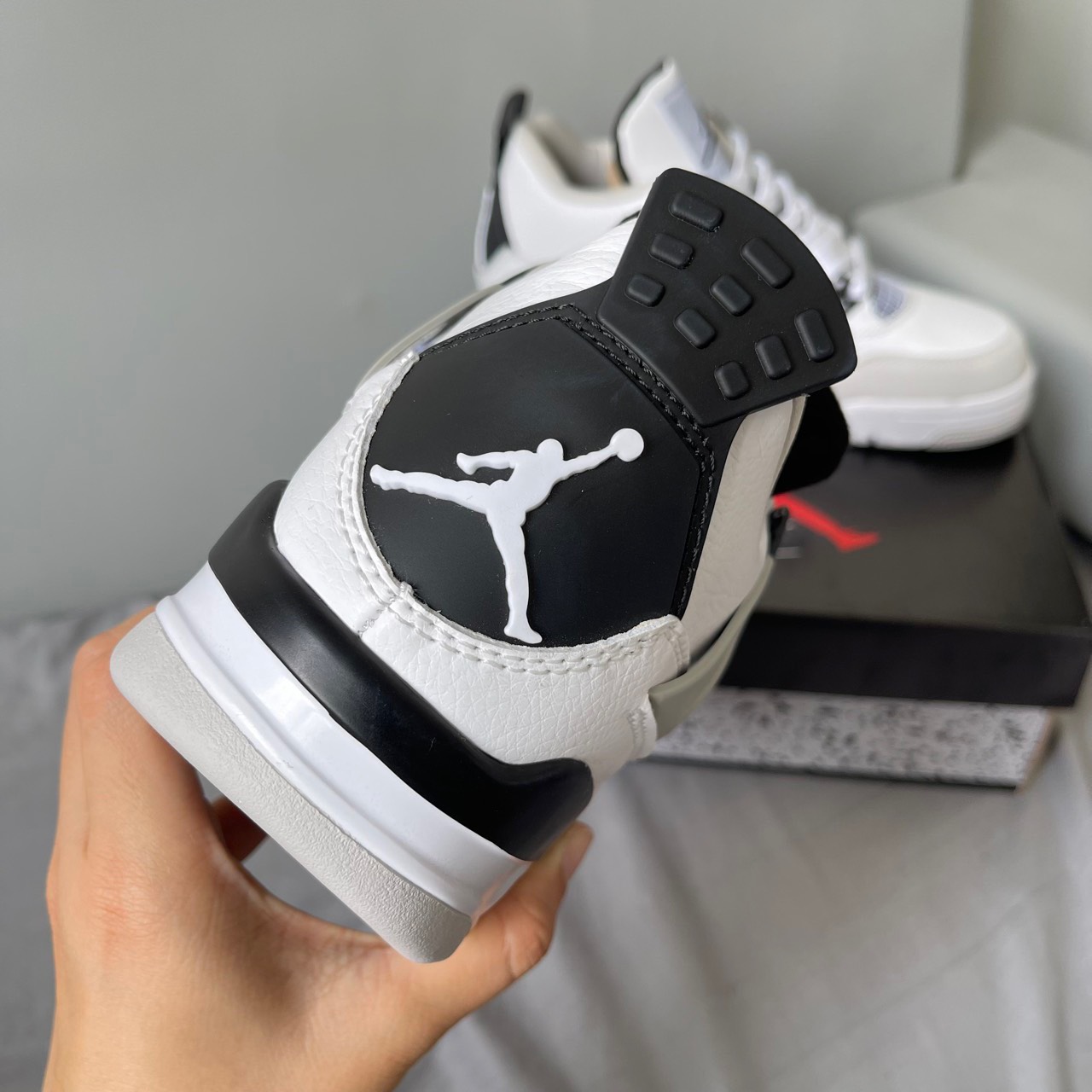 Giày Nike Air Jordan 4 Retro GS Military Black Like Auth