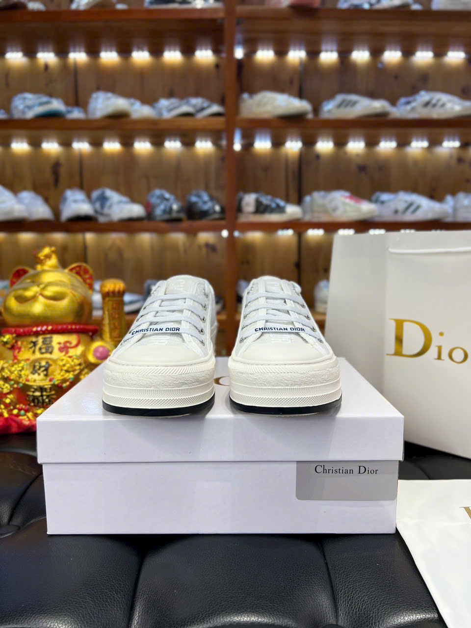 Giày Dior Walk'n' Platform Sneaker White Embroider Cotton Canvas Best Quality