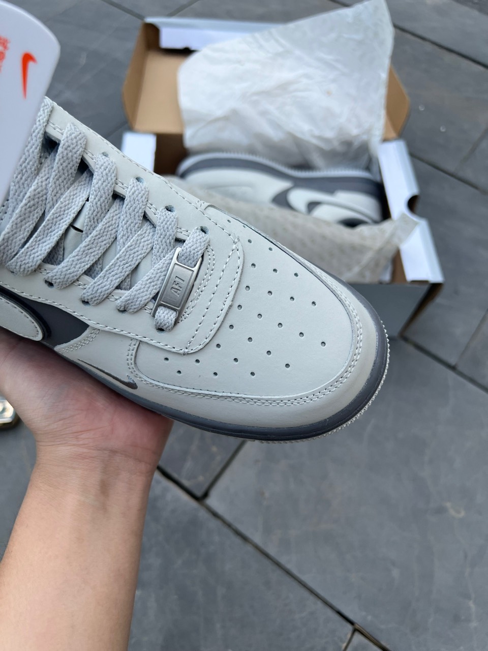 Giày Nike Air Force 1 Low White Grey Siêu Cấp