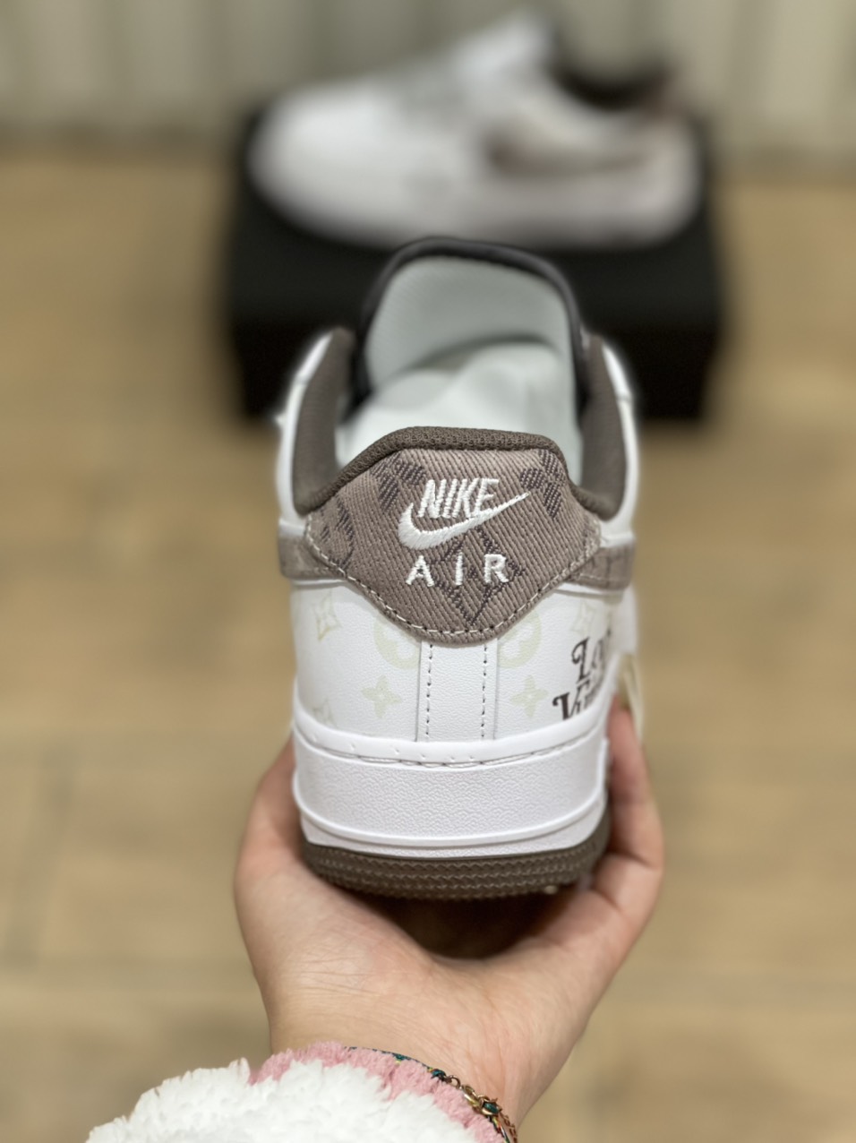 Giày Nike Air Force 1 Low Louis Vuitton White Brown Like Auth