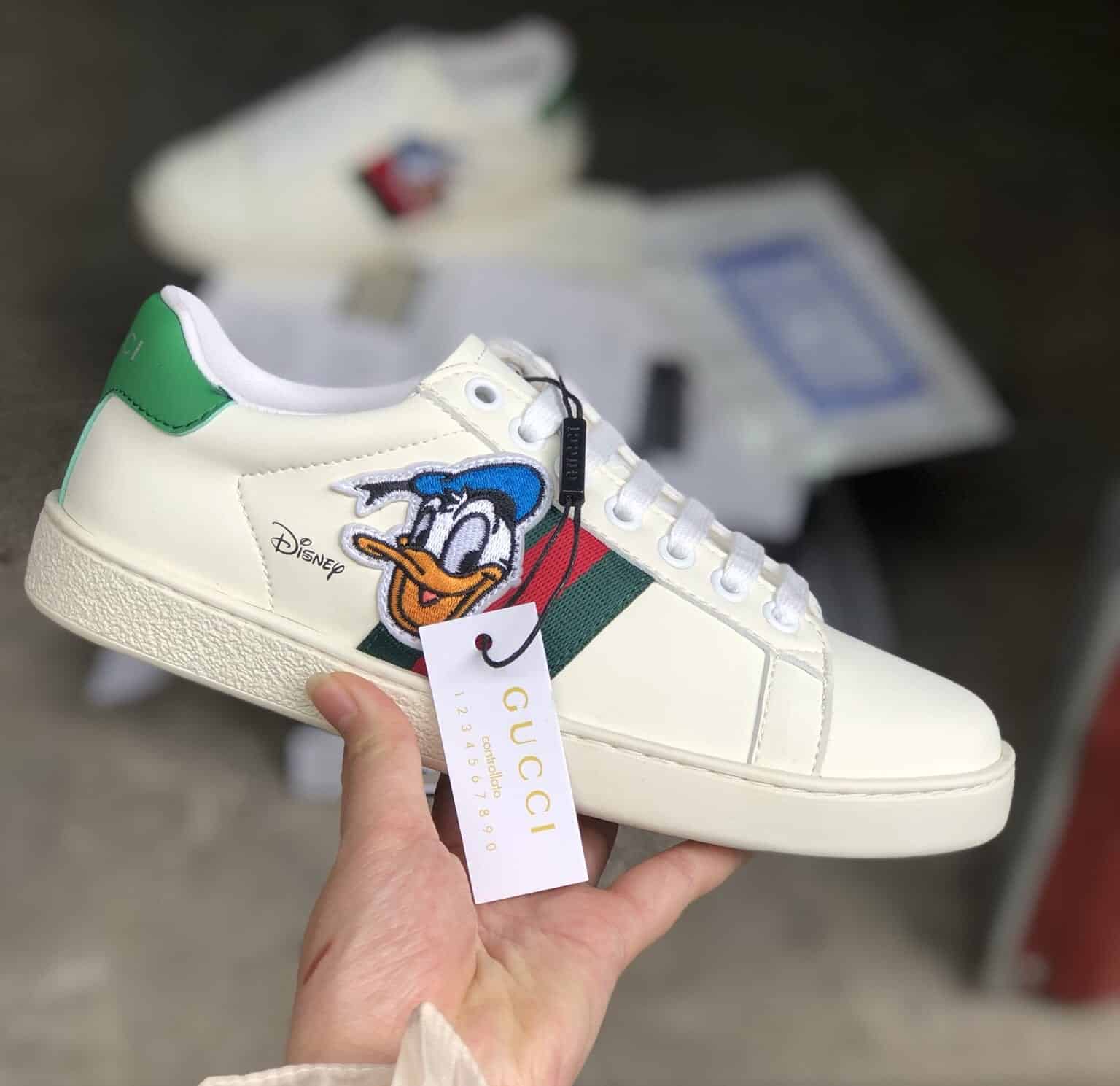 Giày Gucci X Disney Donald Duck Ace Lace-Up Sneakers Rep 1:1