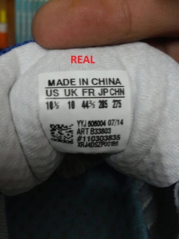 Tra mã sản phẩm trên tem của giày Adidas cũng có thể nhận biết được sản phẩm chính hãng