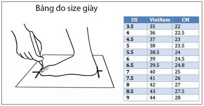 Lưu ý đơn vị đo lường để quy đổi size giày chính xác