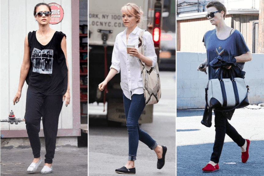 Các sao Hollywood mặc quần jeans dài đi giày lười nữ