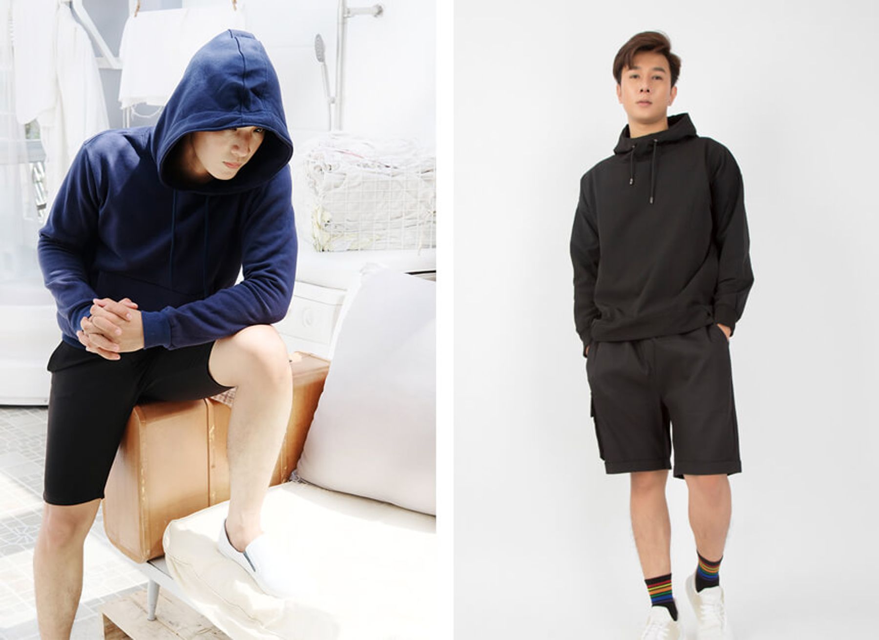 Phối đồ hoodie nam với quần short | Cleanipedia