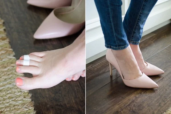 Dùng băng dính cho các ngón chân khi mang giày cao gót