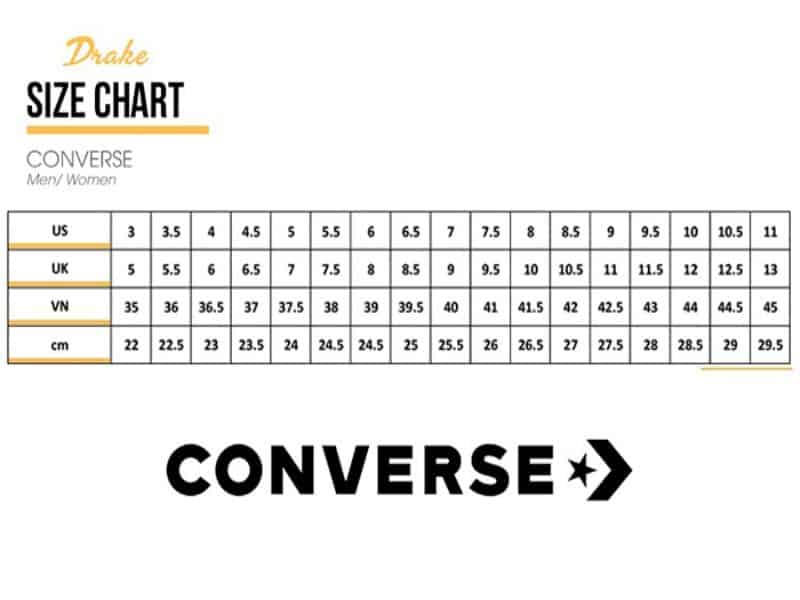 Cách đo size tương ứng với bảng quy đổi size giày Converse