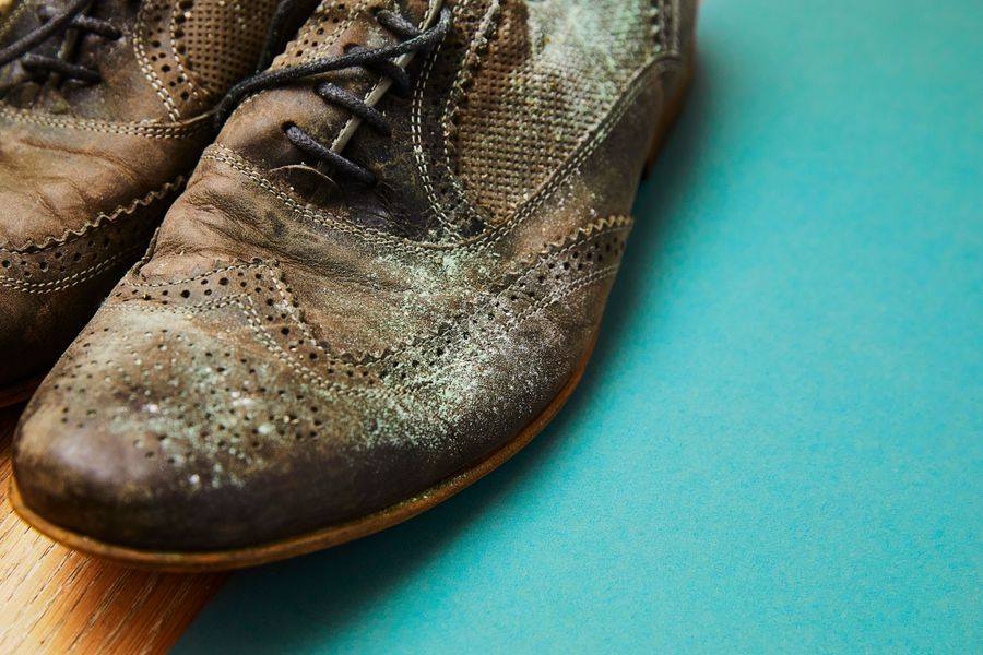 Các loại giày gia công từ chất liệu da lộn rất dễ bị mốc trong những ngày ẩm ướt