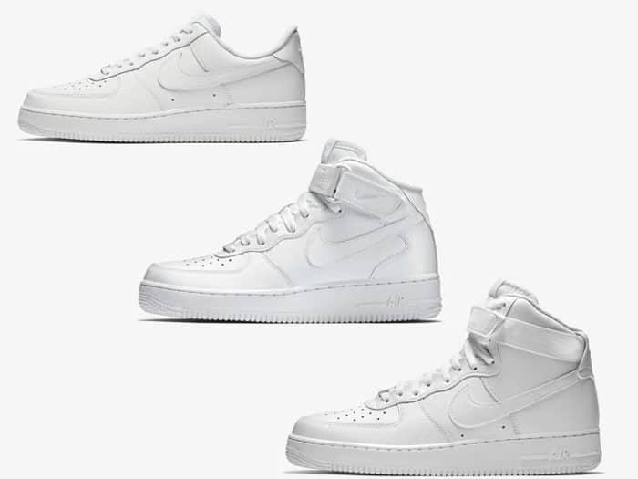 Giày Nike Air Force 1 hiện có 3 kiểu dáng chính