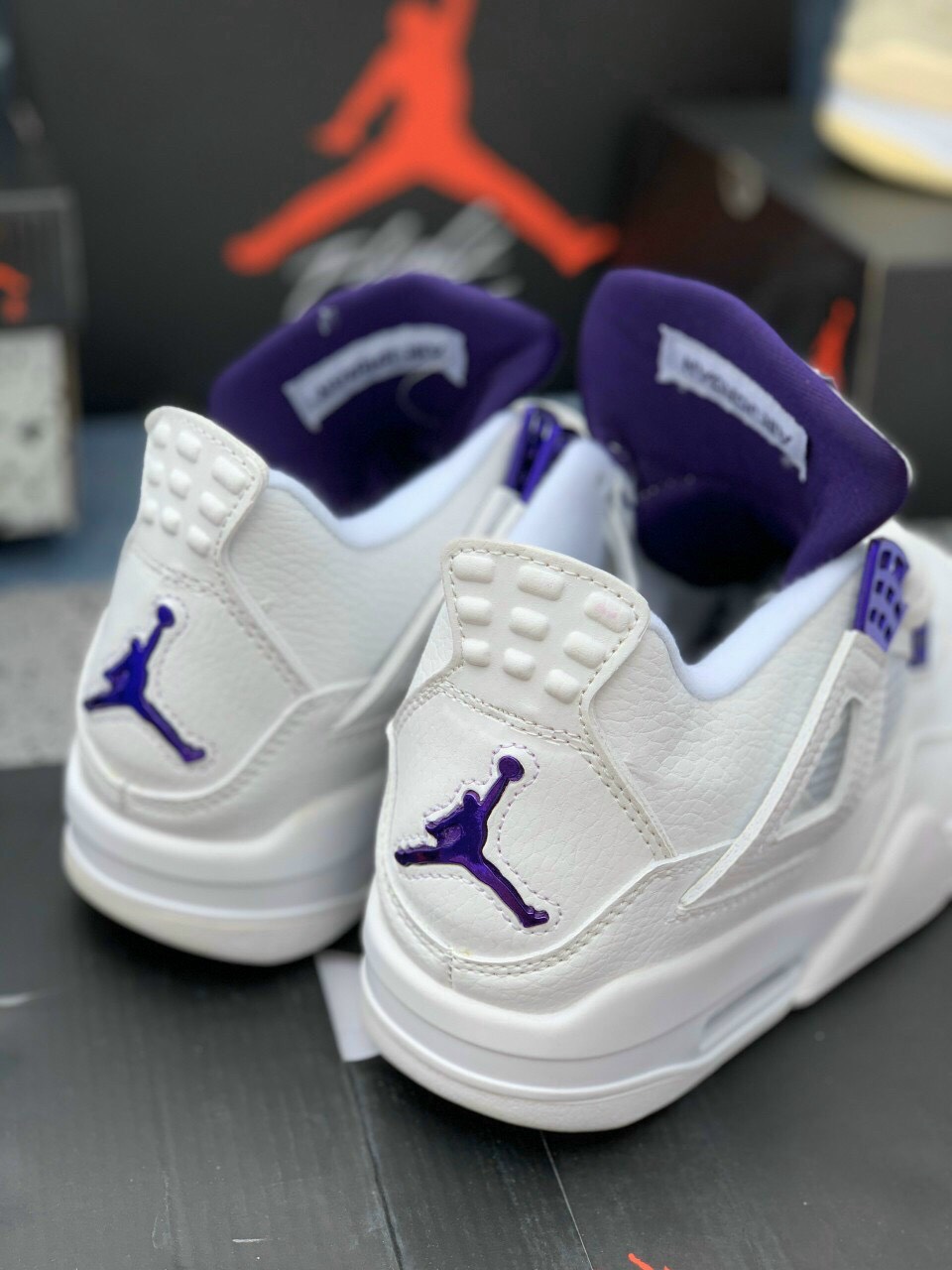 Giày Nike Air Jordan 4 Metallic Purple Trắng Tím Rep 1:1