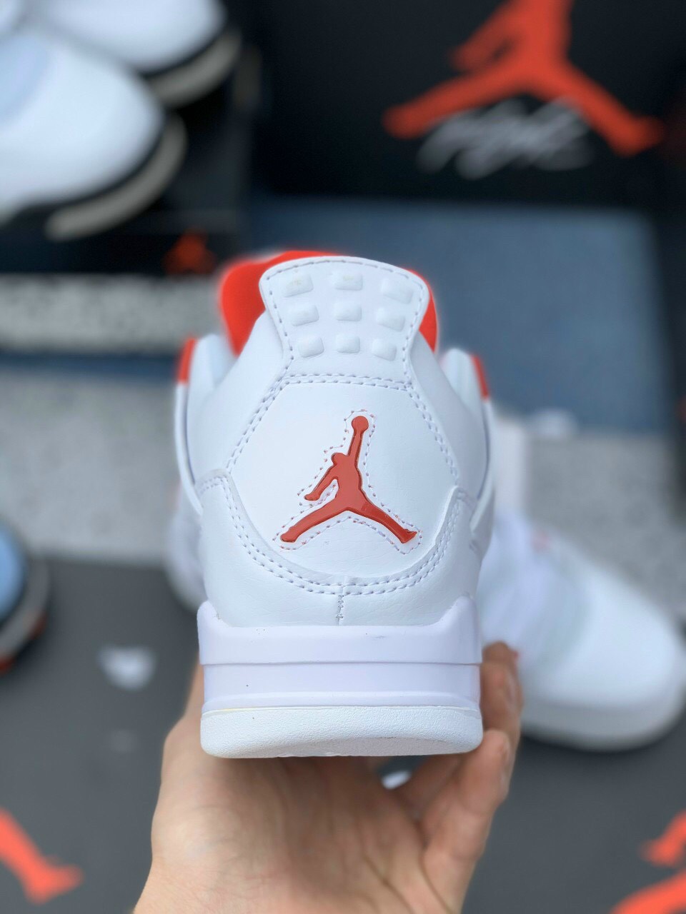 Giày Nike Air Jordan 4 Metallic Pack White Red Giày Rep 1:1