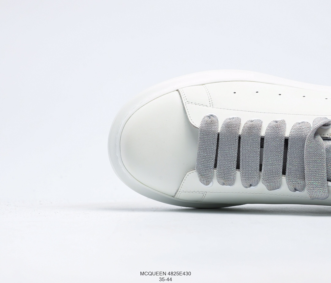 Giày McQueen White – Gót Bạc Kim Tuyến