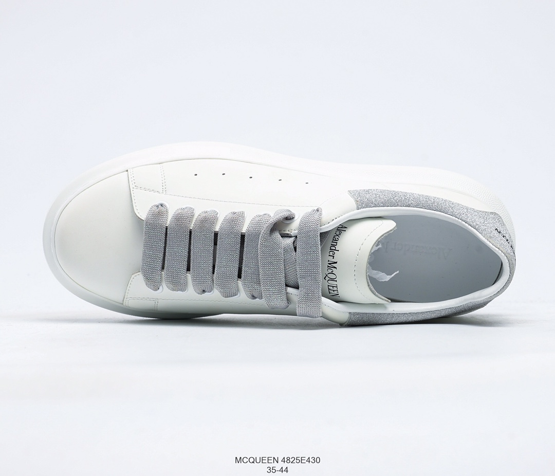 Giày McQueen White – Gót Bạc Kim Tuyến
