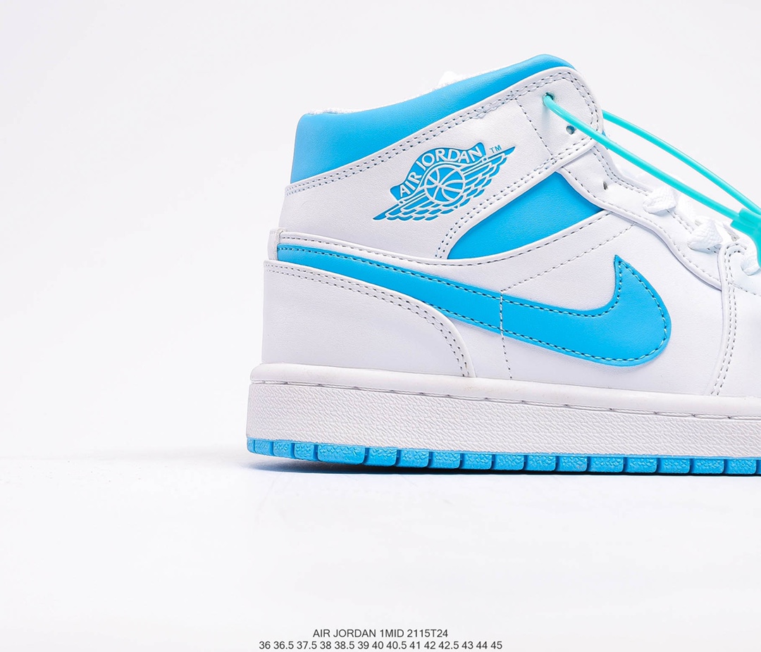 Giày Nike Air Jordan 1 Mid – UNC White/Blue