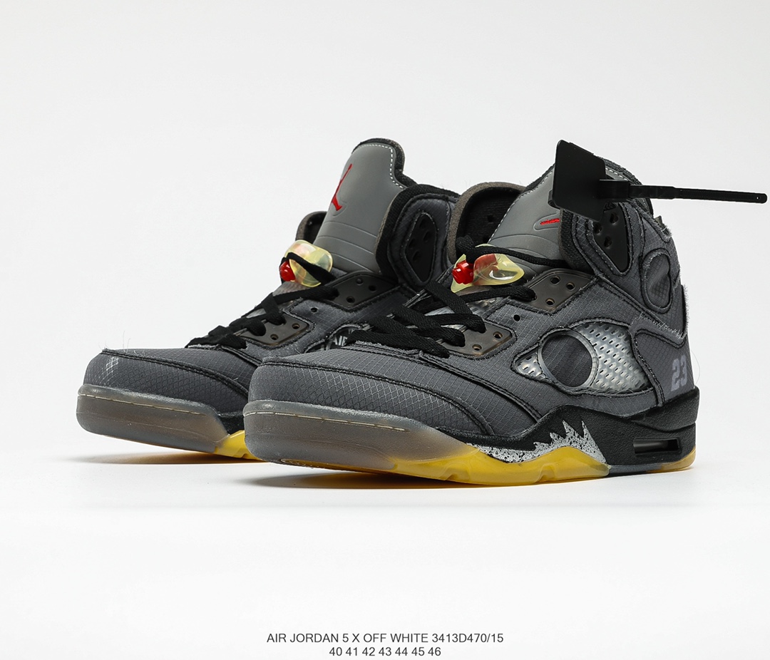 Giày Nike Air Jordan 5 Retro Off-White Black Đen Vàng