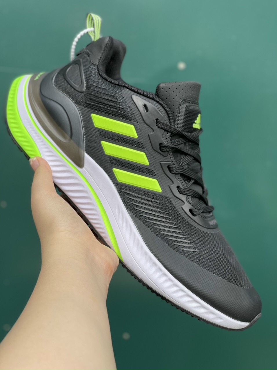 Giày Adidas Alphabounce 2022 Đen Sọc Xanh Rep 1:1