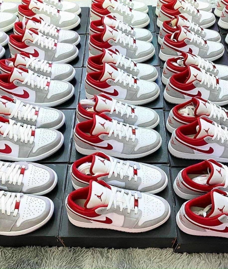 Nike Air Jordan 1 Low Xám Gót Đỏ Siêu Cấp