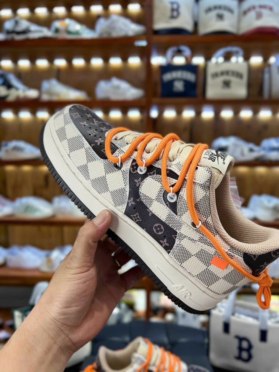 Giày Nike Air Force 1 07 Low Brown Beige White Orange Like Auth