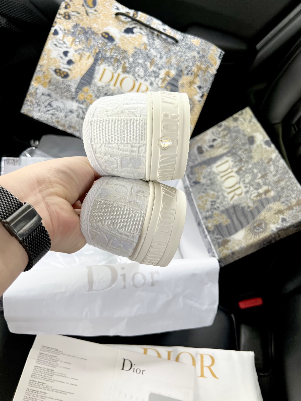 Giày Dior Walk Embroider Cotton Full White Like Auth
