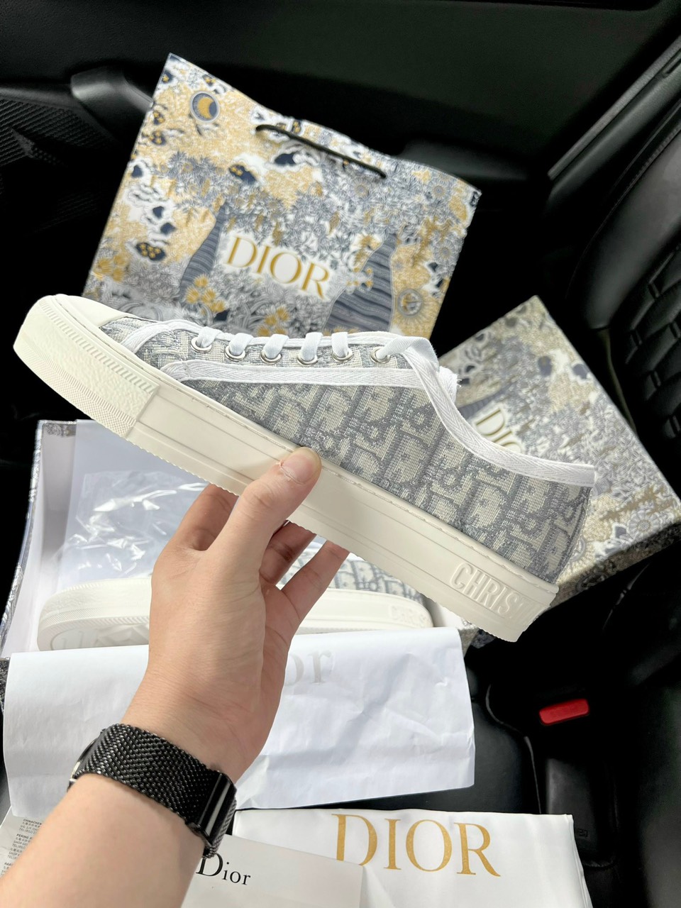Giày Dior Walk Embroider Cotton Like Auth