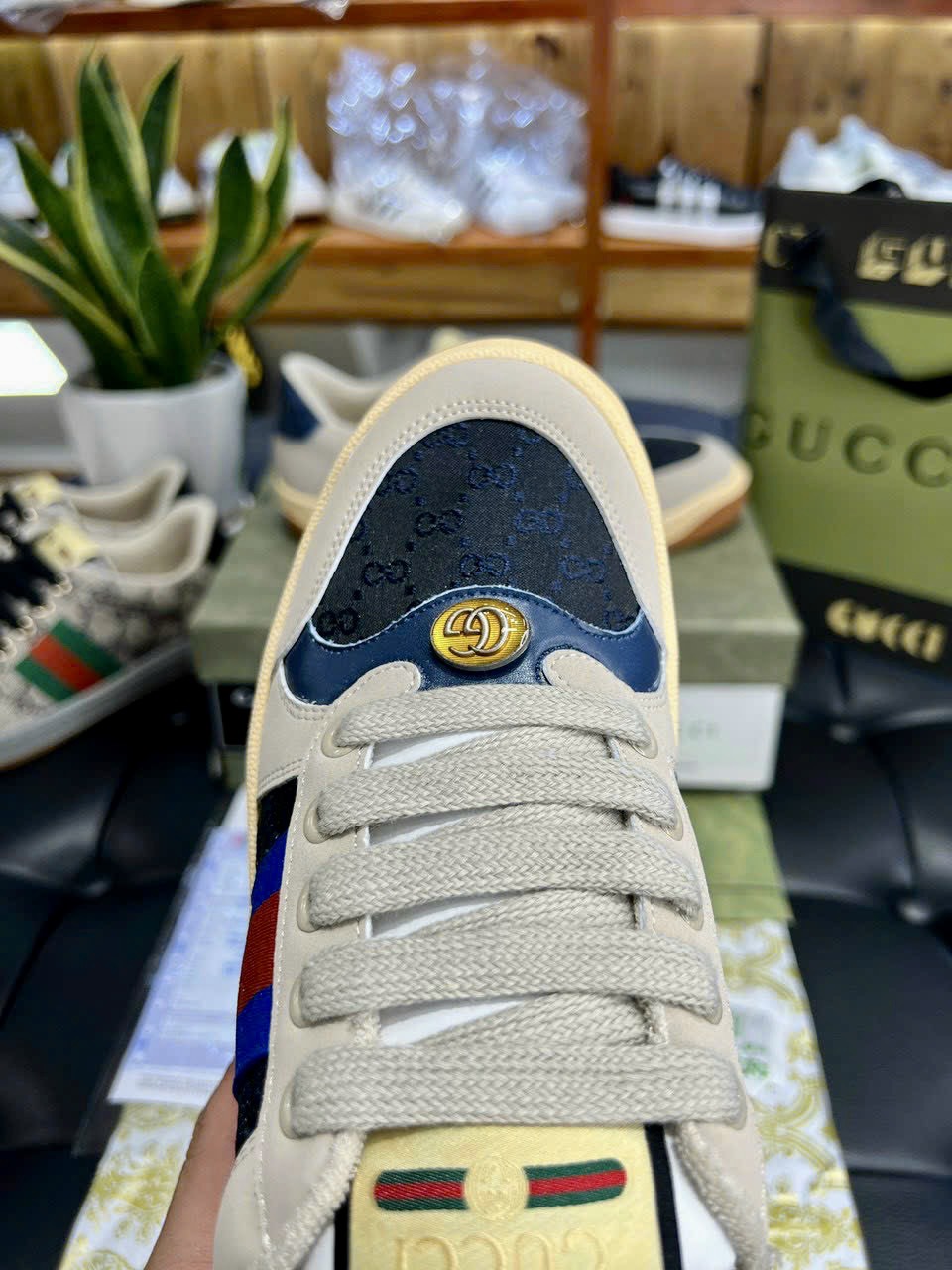 Giày Gucci GG Screener White Blue Like Auth