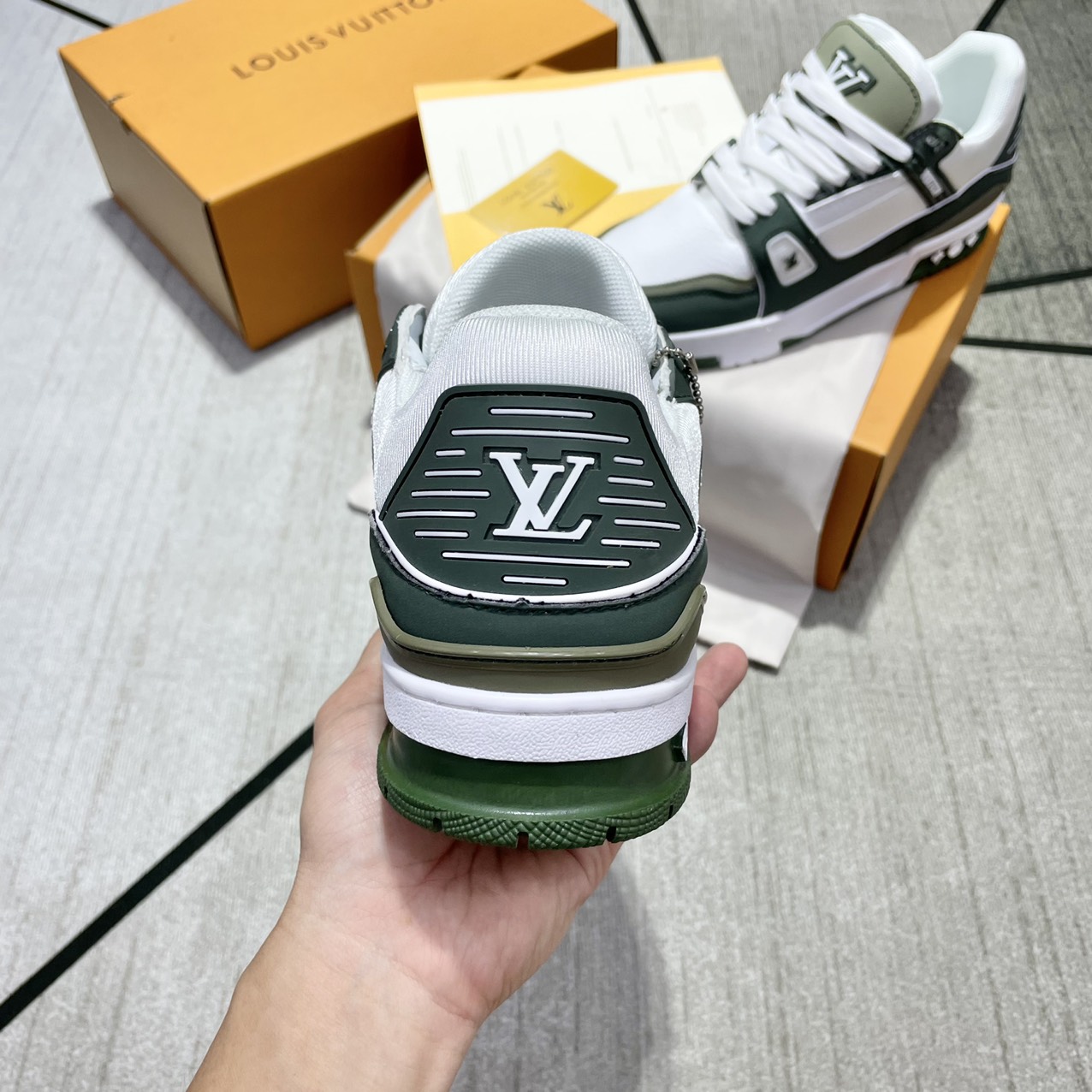 Giày Louis Vuitton LV Trainer Green Siêu Cấp