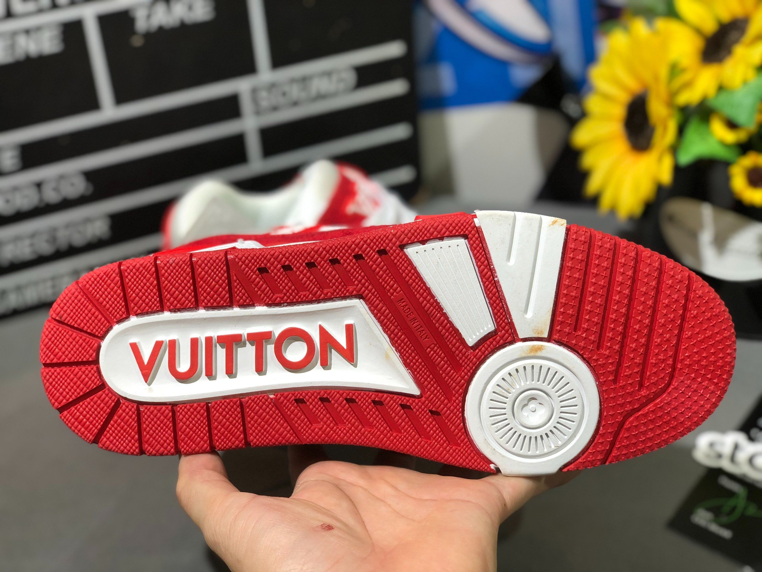 Giày Louis Vuitton Lv Trainer Monogram Red Like Auth