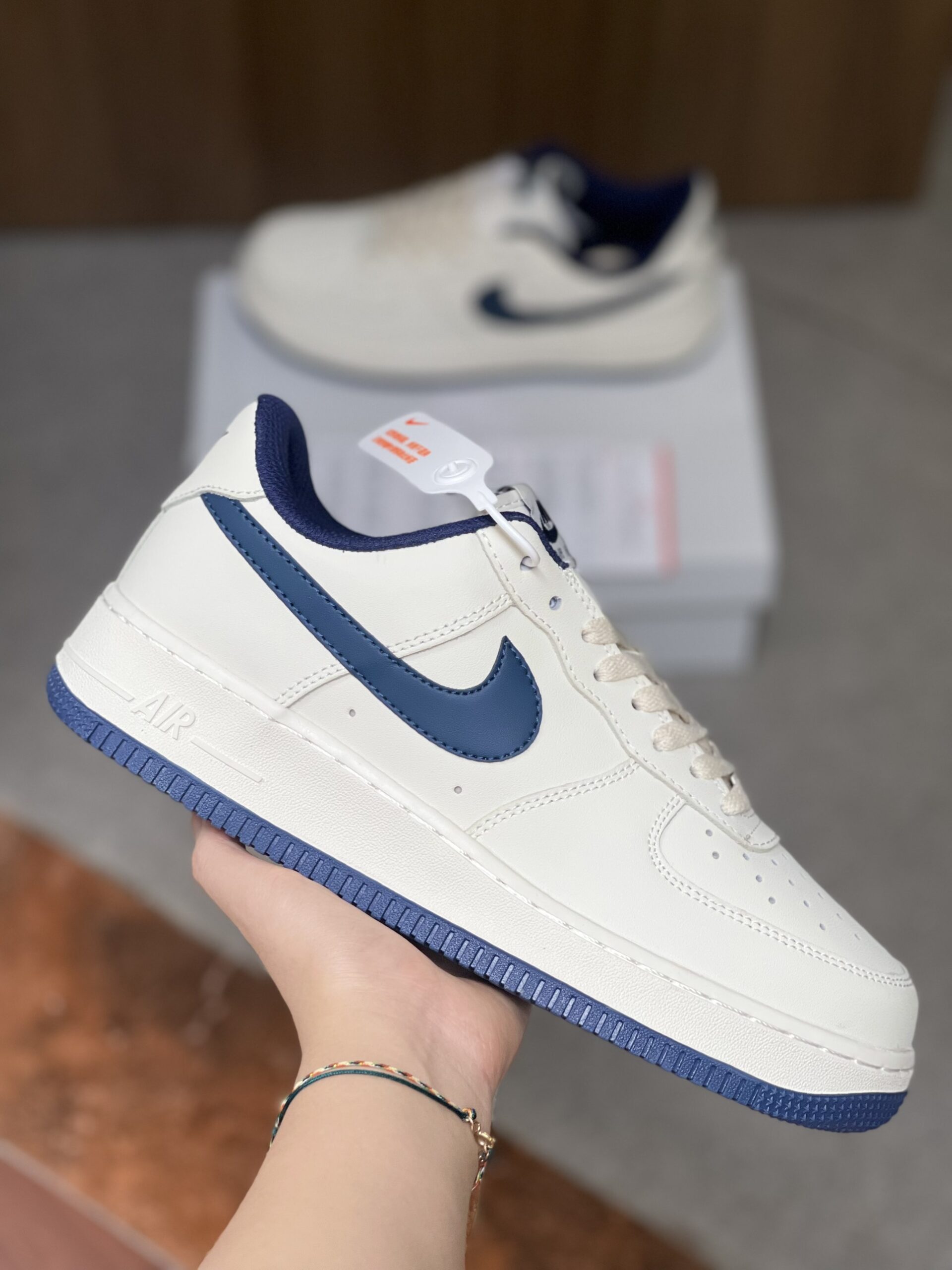 Giày Nike Air Force 1 Low 07 Cream White Navy Skate Like Auth