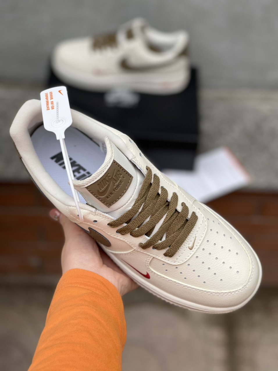 Giày Nike Air Force 1 Low Premium White Brown Best Quality