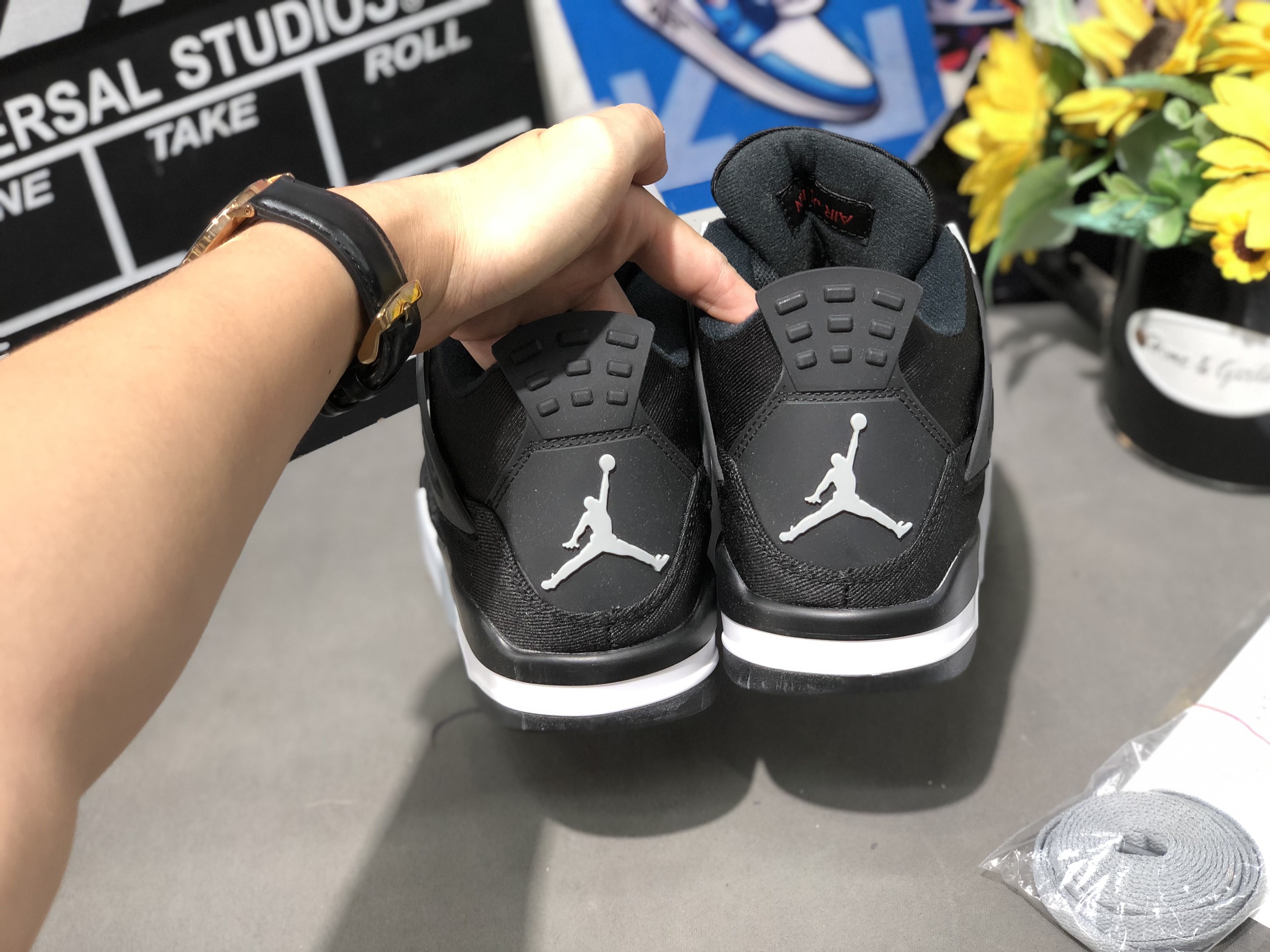 Giày Nike Air Jordan 4 Retro SE Black Light Steel Canvas Like Auth