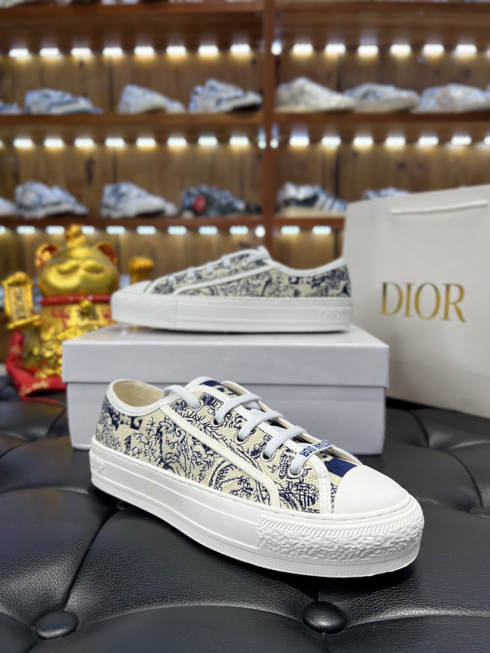 Giày Dior Oblique Low Walk’n’Dior Sneaker Blue Toile Like Auth