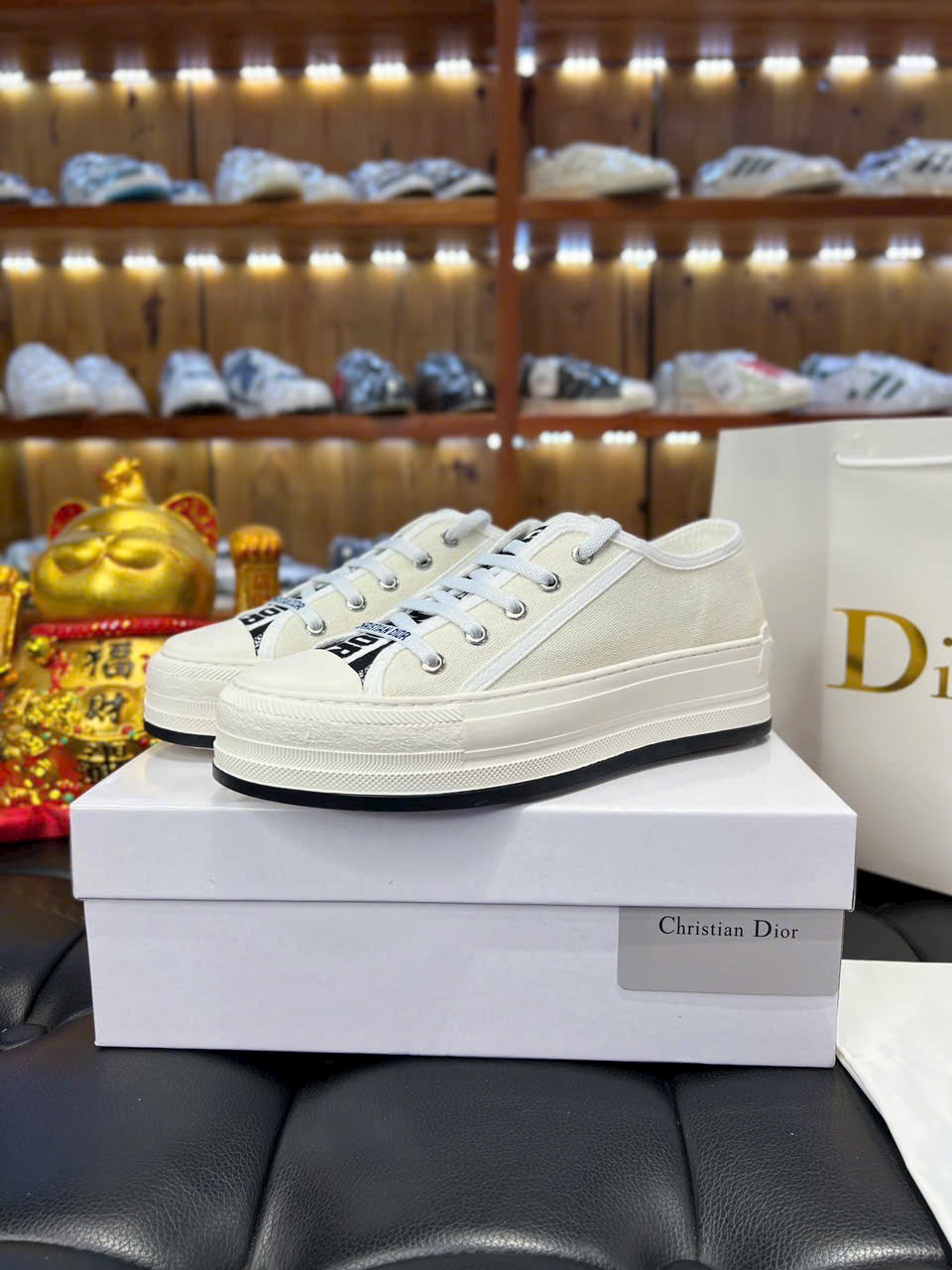 Giày Dior Walk'n' Platform Sneaker White Cotton Canvas Best Quality