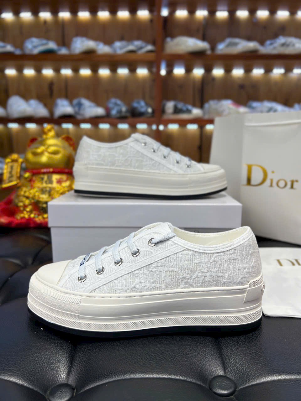 Giày Dior Walk'n' Platform Sneaker White Embroider Cotton Canvas Best Quality