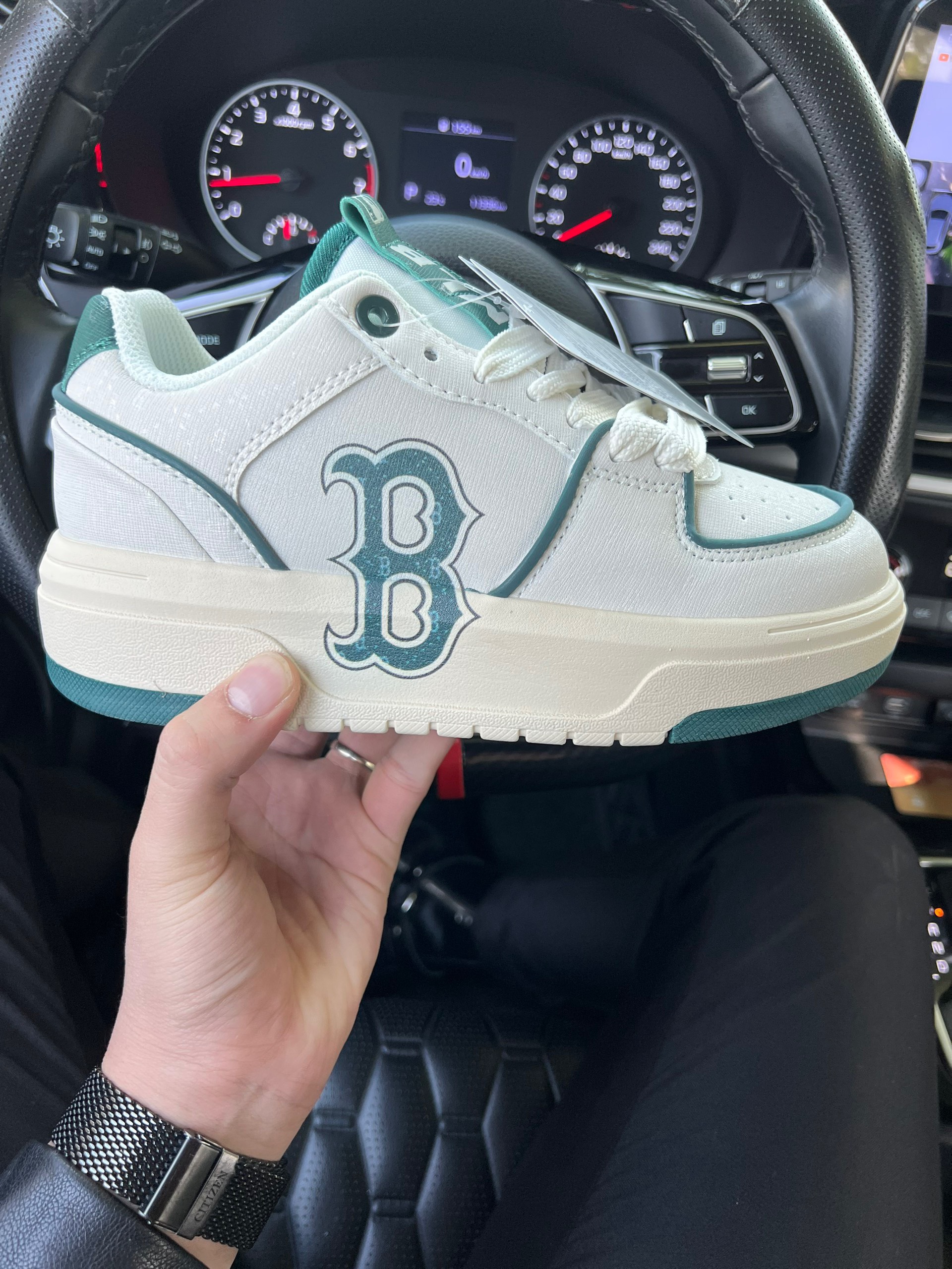Giày MLB Chunky Liner Diamond Monogram Boston Blue Siêu Cấp