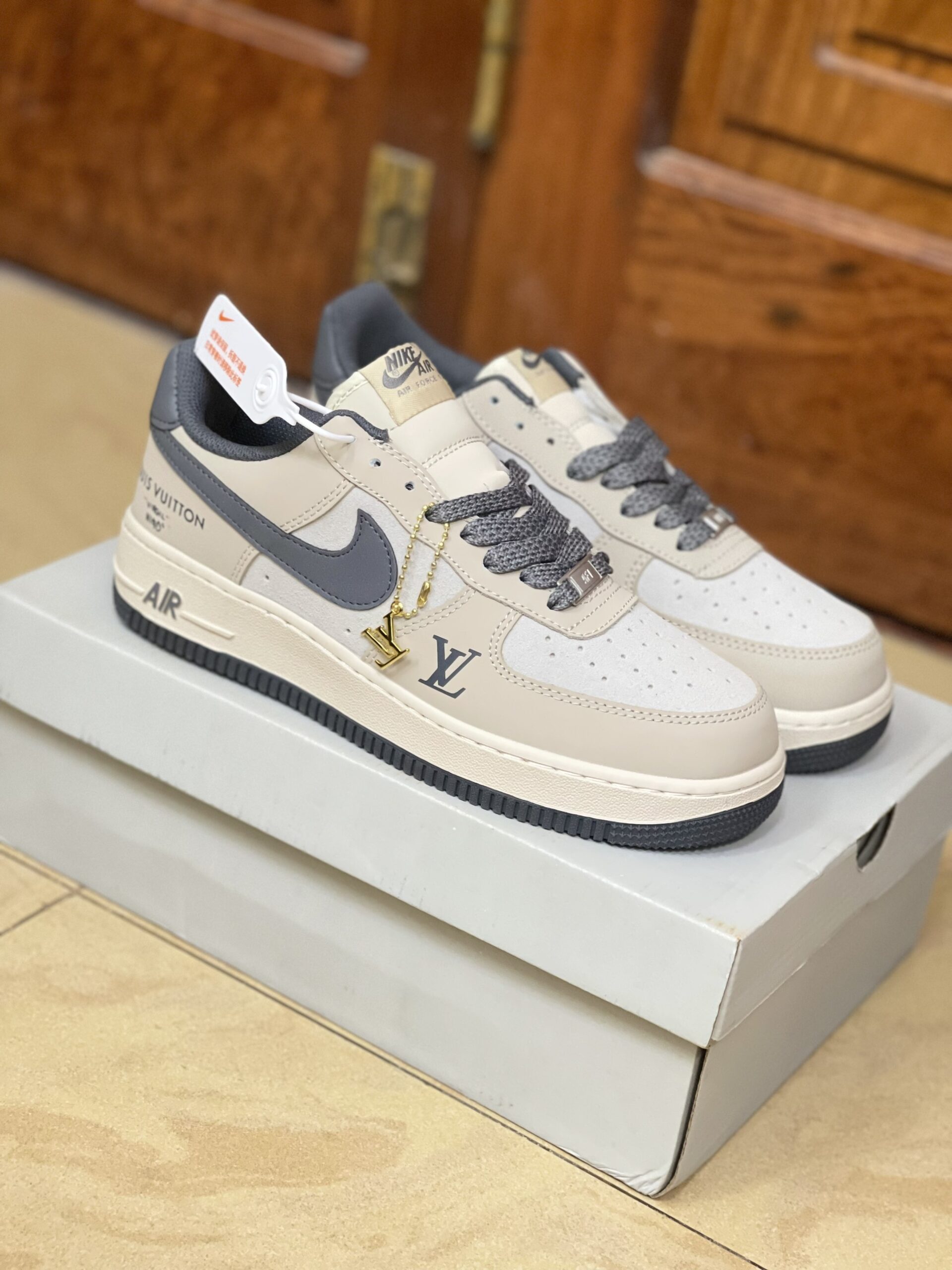 Giày Nike Air Force 1 Low Louis Vuitton Cream Grey Like Auth